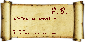 Héra Balambér névjegykártya